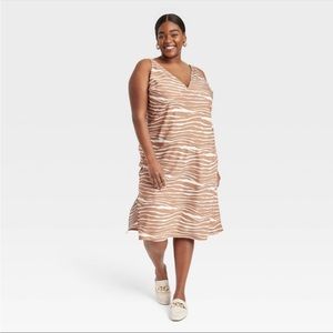 A New Day - Women’s Slip Dress - Brown Zebra Stiped